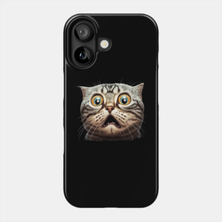 Funny Scared Cat Face, Cat Lover, Scaredy Cat Phone Case