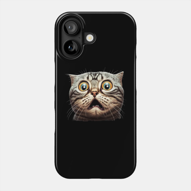 Funny Scared Cat Face, Cat Lover, Scaredy Cat Phone Case by logiamerch