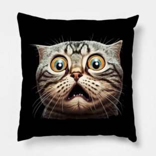 Funny Scared Cat Face, Cat Lover, Scaredy Cat Pillow