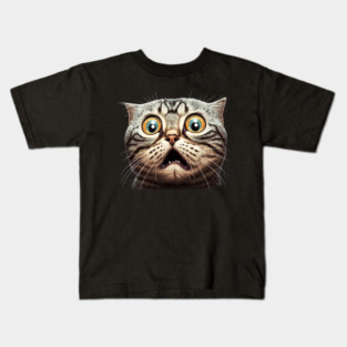 Funny Scared Cat Face, Cat Lover, Scaredy Cat Kids T-Shirt