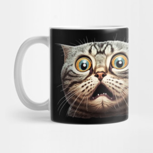 Funny Scared Cat Face, Cat Lover, Scaredy Cat Mug