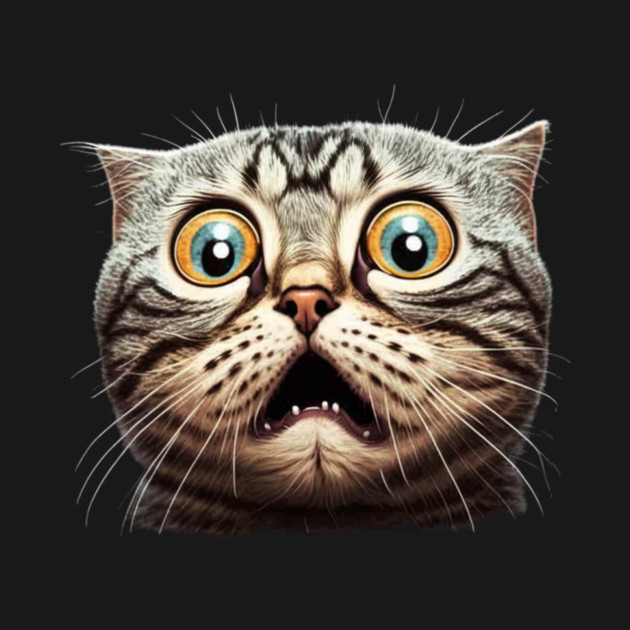 Funny Scared Cat Face, Cat Lover, Scaredy Cat by logiamerch