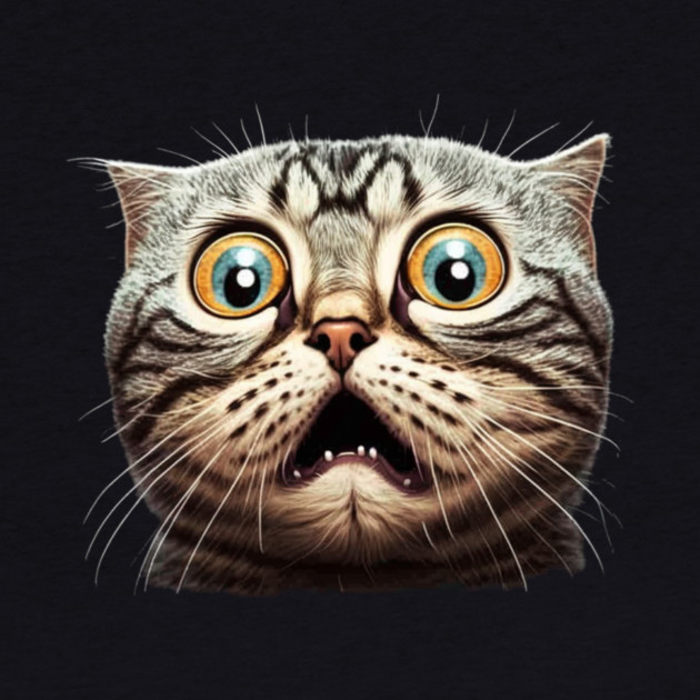 Funny Scared Cat Face, Cat Lover, Scaredy Cat by logiamerch
