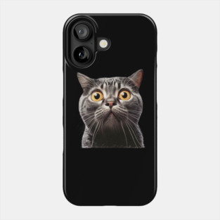 Funny Scared Cat Face, Cat Lover, Scaredy Cat Phone Case