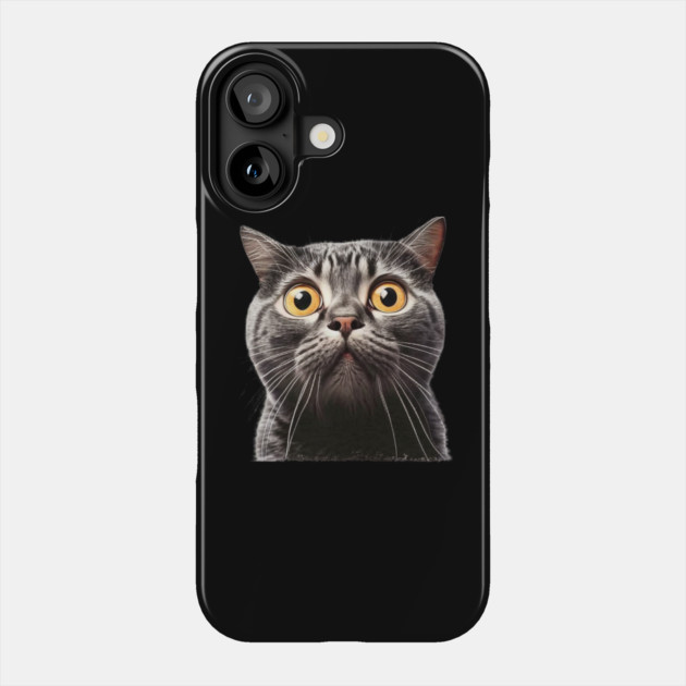 Funny Scared Cat Face, Cat Lover, Scaredy Cat Phone Case by logiamerch