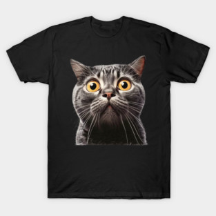 Funny Scared Cat Face, Cat Lover, Scaredy Cat T-Shirt