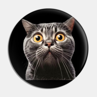 Funny Scared Cat Face, Cat Lover, Scaredy Cat Pin
