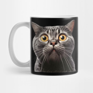 Funny Scared Cat Face, Cat Lover, Scaredy Cat Mug