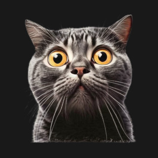 Funny Scared Cat Face, Cat Lover, Scaredy Cat T-Shirt