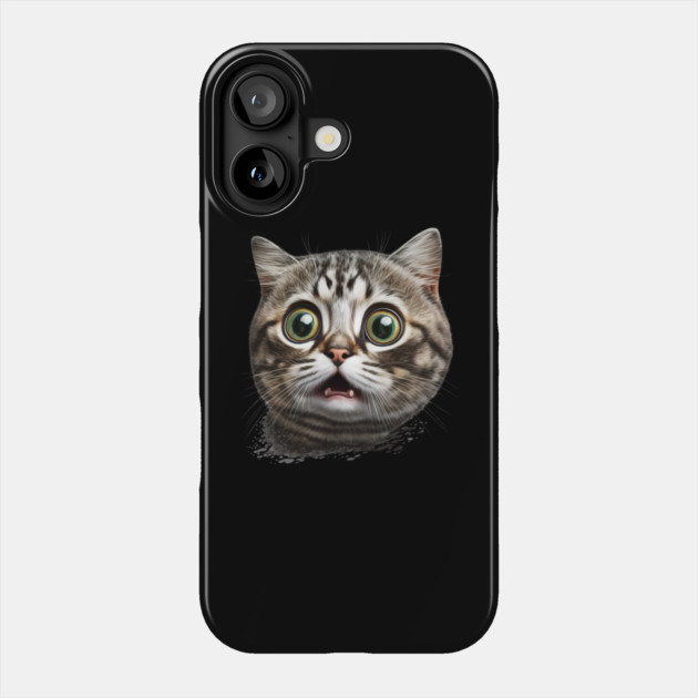 Funny Scared Cat Face, Cat Lover, Scaredy Cat Phone Case by logiamerch