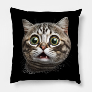 Funny Scared Cat Face, Cat Lover, Scaredy Cat Pillow