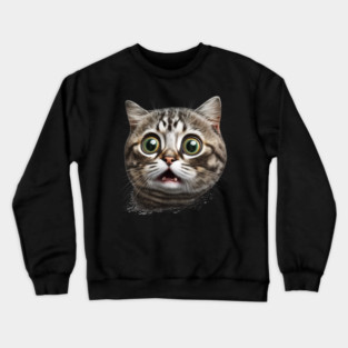 Funny Scared Cat Face, Cat Lover, Scaredy Cat Crewneck Sweatshirt