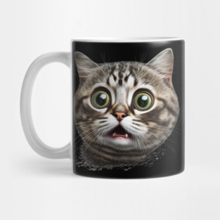 Funny Scared Cat Face, Cat Lover, Scaredy Cat Mug