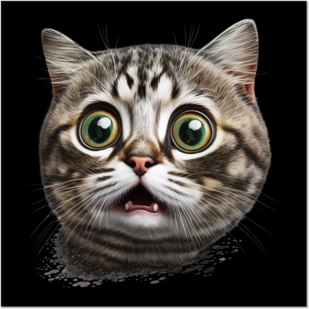 Funny Scared Cat Face, Cat Lover, Scaredy Cat Wall Art by logiamerch