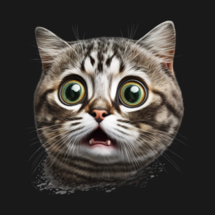 Funny Scared Cat Face, Cat Lover, Scaredy Cat T-Shirt