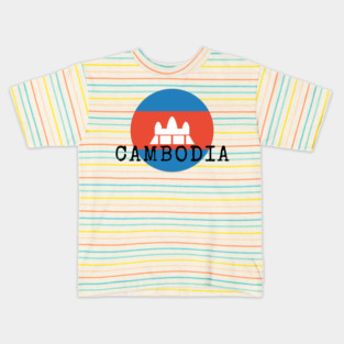 Cambodia and Cambodian circle with flag pattern Kids T-Shirt