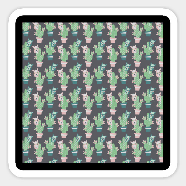 Llama Drama Cactus Pattern Sticker by The WYLD Tribe