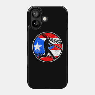 Puerto Rican Flag Baseball Hitter Puerto Rico Baseball Fan Phone Case