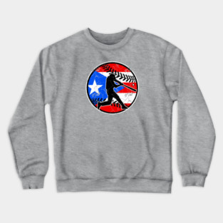 Puerto Rican Flag Baseball Hitter Puerto Rico Baseball Fan Crewneck Sweatshirt