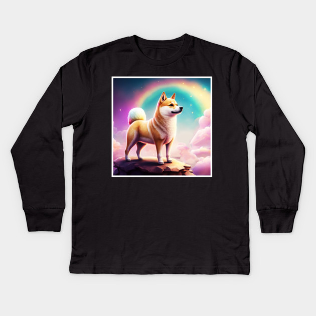 Shiba Inu Dog, Magical Land, Fantasy Kids Long Sleeve T-Shirt by logiamerch