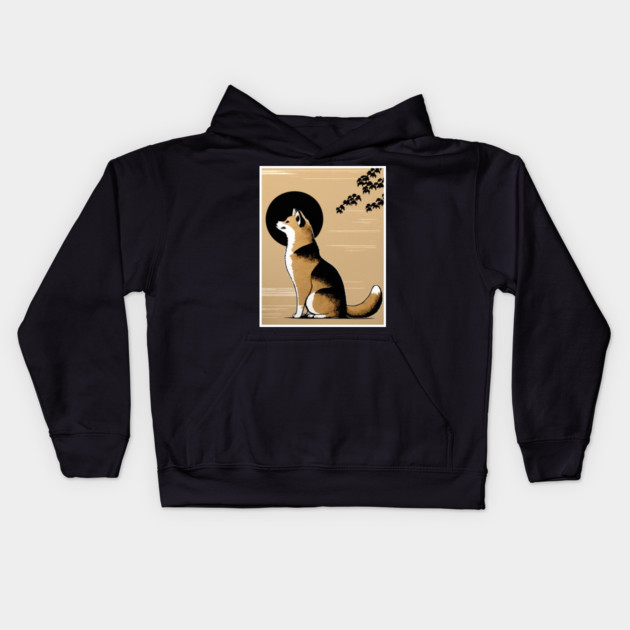 Shiba Inu Dog, Japanese Art Kids Hoodie by logiamerch