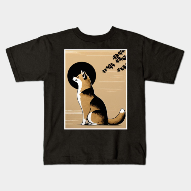 Shiba Inu Dog, Japanese Art Kids T-Shirt by logiamerch