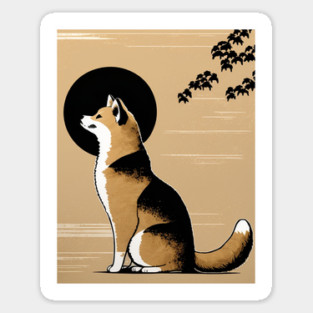 Shiba Inu Dog, Japanese Art Sticker