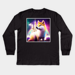 Shiba Inu Dog, Magical Land, Fantasy Kids Long Sleeve T-Shirt
