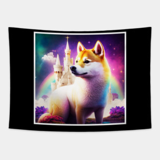 Shiba Inu Dog, Magical Land, Fantasy Tapestry
