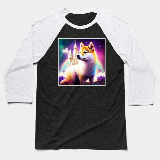 Shiba Inu Dog, Magical Land, Fantasy Baseball T-Shirt by logiamerch