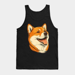 Cute Shiba Inu Dog Smiling Tank Top