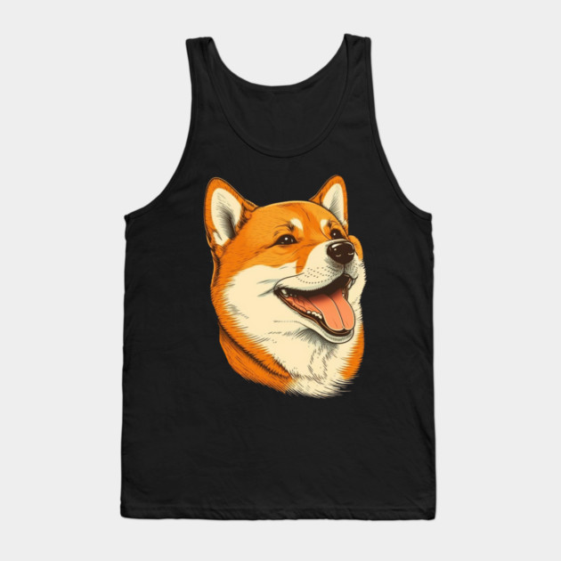 Cute Shiba Inu Dog Smiling Tank Top by logiamerch