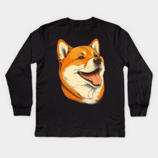 Cute Shiba Inu Dog Smiling Kids Long Sleeve T-Shirt
