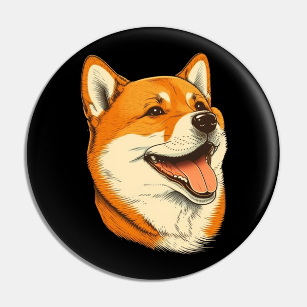 Cute Shiba Inu Dog Smiling Pin by logiamerch