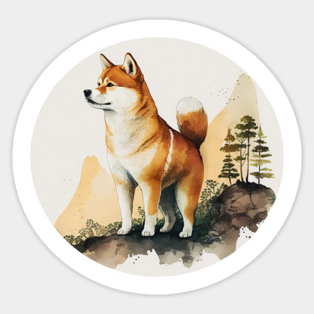 Shiba Inu Dog, Mountain Outdoor, Forest Sticker by logiamerch