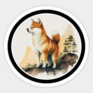 Shiba Inu Dog, Mountain Outdoor, Forest Magnet