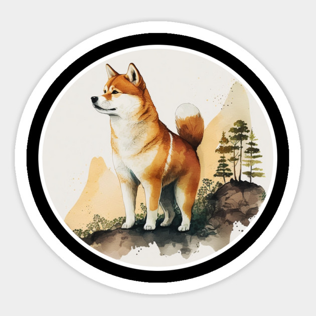 Shiba Inu Dog, Mountain Outdoor, Forest Magnet by logiamerch