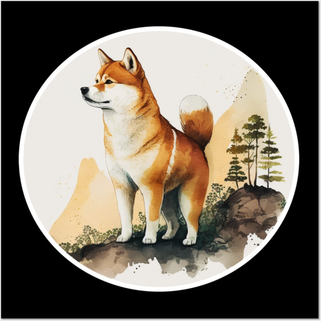Shiba Inu Dog, Mountain Outdoor, Forest Wall Art by logiamerch