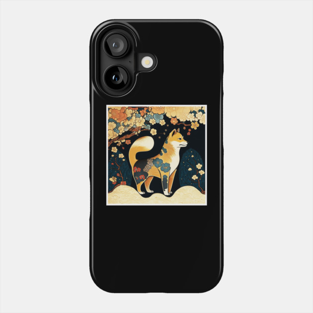 Shiba Inu Dog, Japanese Art, Floral Design Phone Case by logiamerch