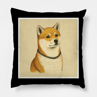 Shiba Inu Dog, Minimal Art Pillow