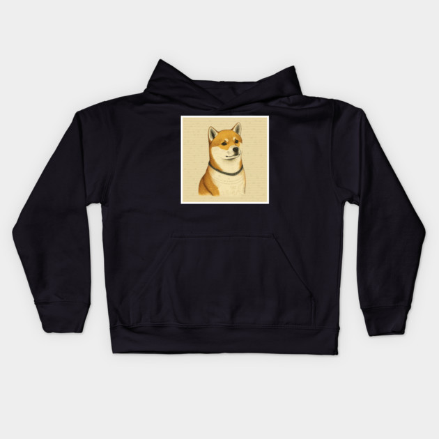 Shiba Inu Dog, Minimal Art Kids Hoodie by logiamerch