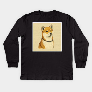 Shiba Inu Dog, Minimal Art Kids Long Sleeve T-Shirt