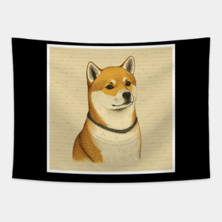 Shiba Inu Dog, Minimal Art Tapestry