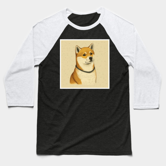 Shiba Inu Dog, Minimal Art Baseball T-Shirt by logiamerch