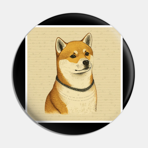 Shiba Inu Dog, Minimal Art Pin by logiamerch