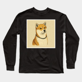 Shiba Inu Dog, Minimal Art Long Sleeve T-Shirt