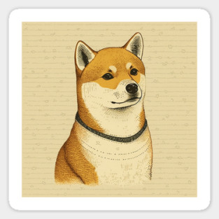 Shiba Inu Dog, Minimal Art Sticker