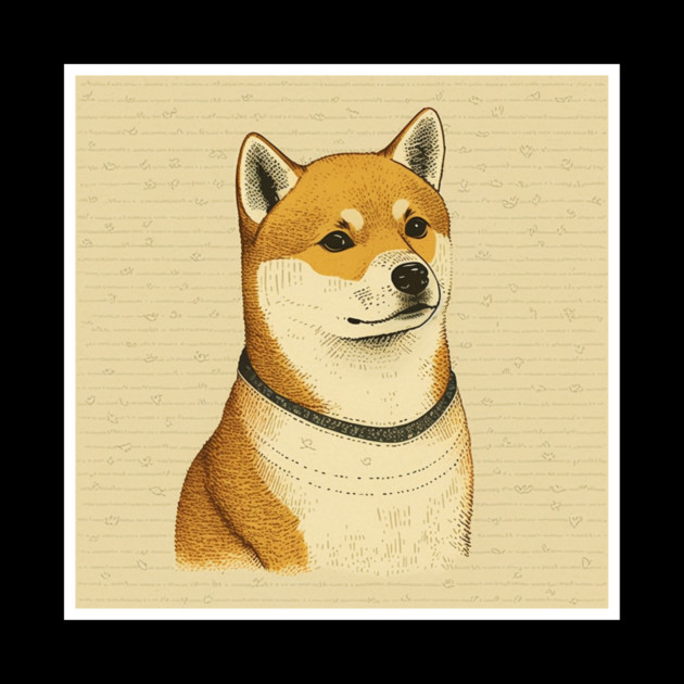 Shiba Inu Dog, Minimal Art by logiamerch