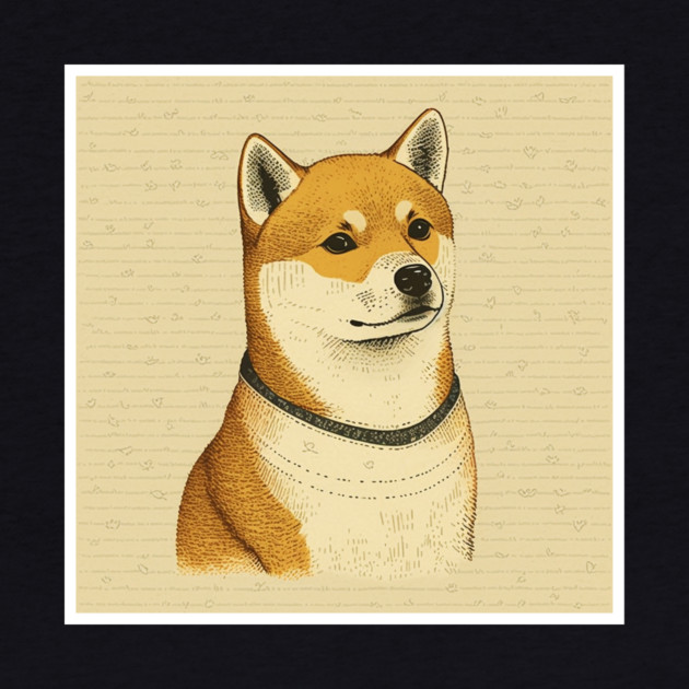 Shiba Inu Dog, Minimal Art by logiamerch