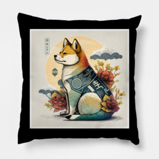 Shiba Inu Dog, Japanese Art Style, Dog Lover Pillow